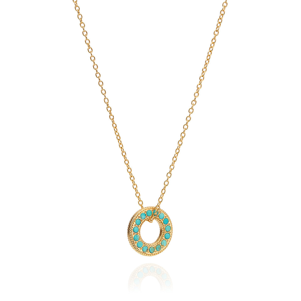 Turquoise Pavé Open Circle Necklace