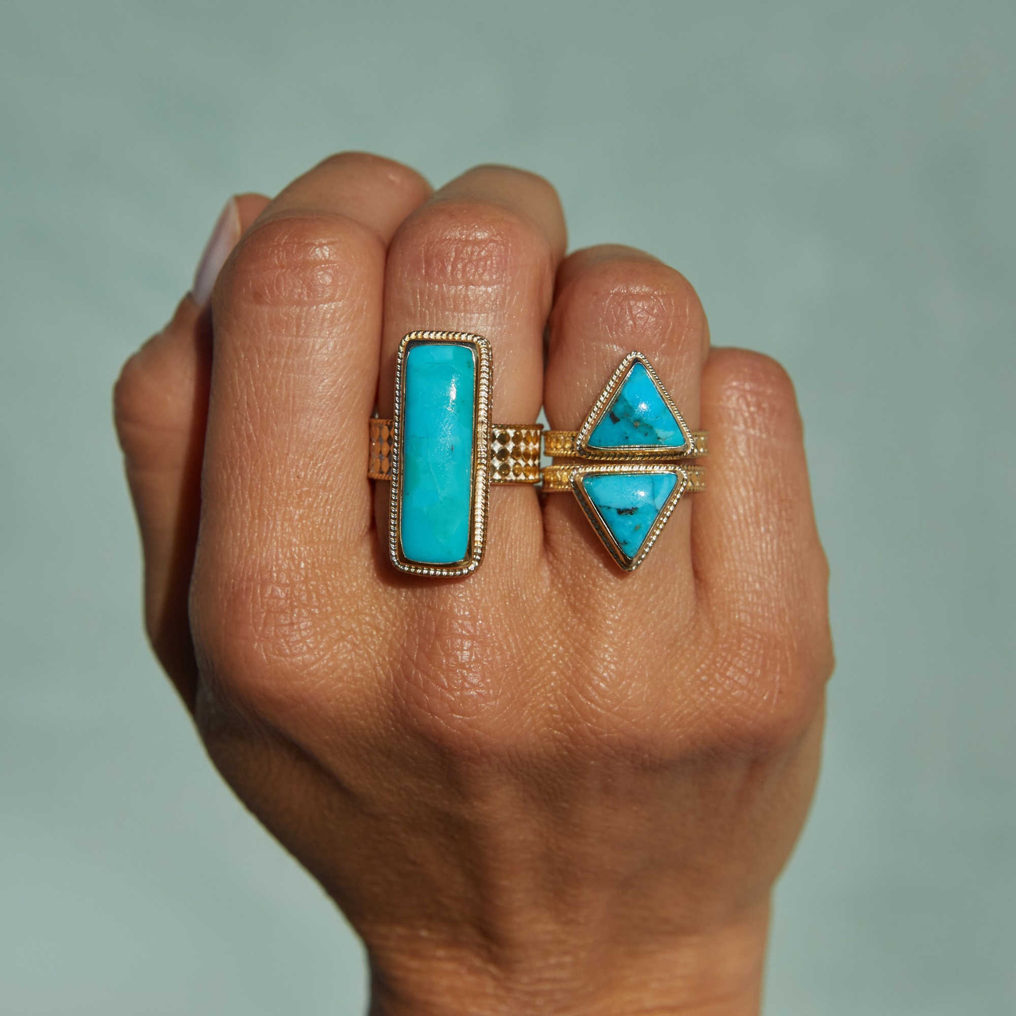 Turquoise Double Triangle Ring