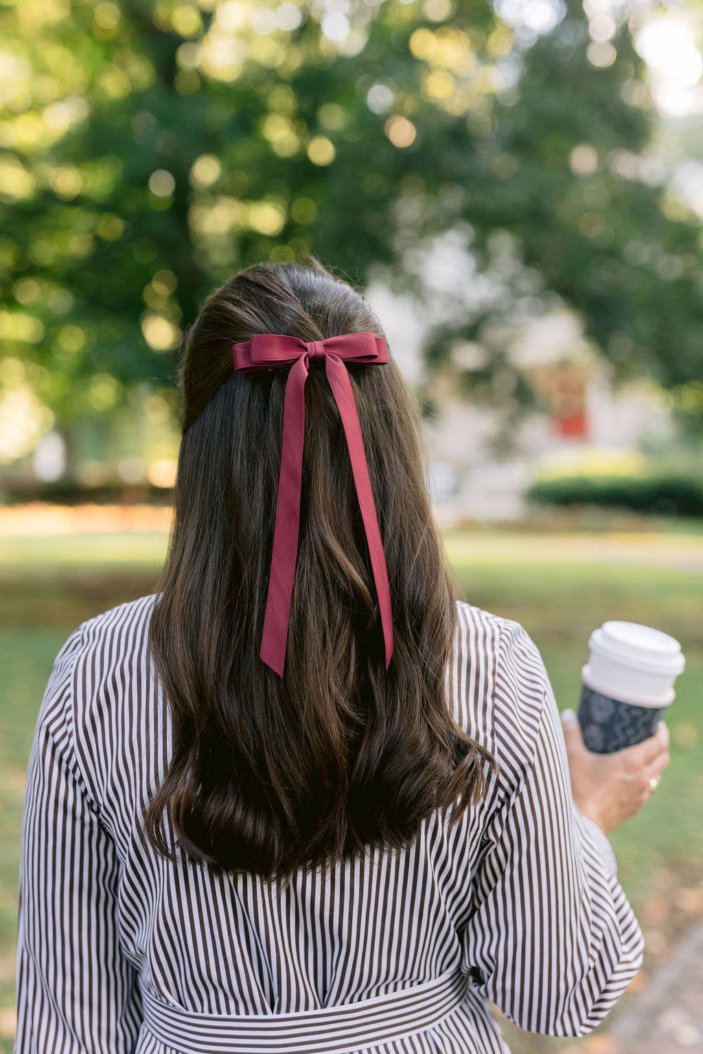 Long Matte Satin Hair Barrette | Micro Alice Bow
