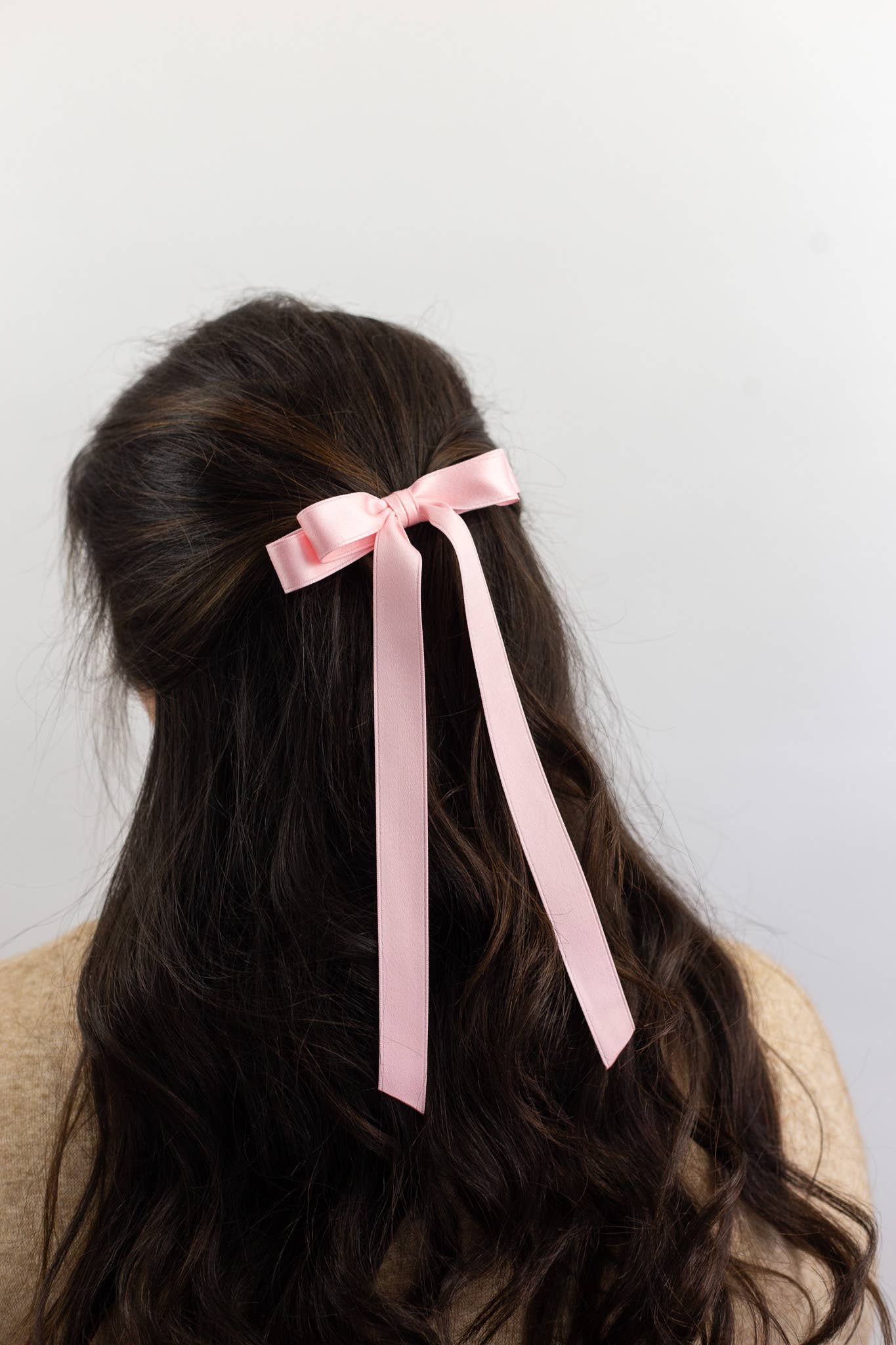 Long Matte Satin Hair Barrette | Micro Alice Bow