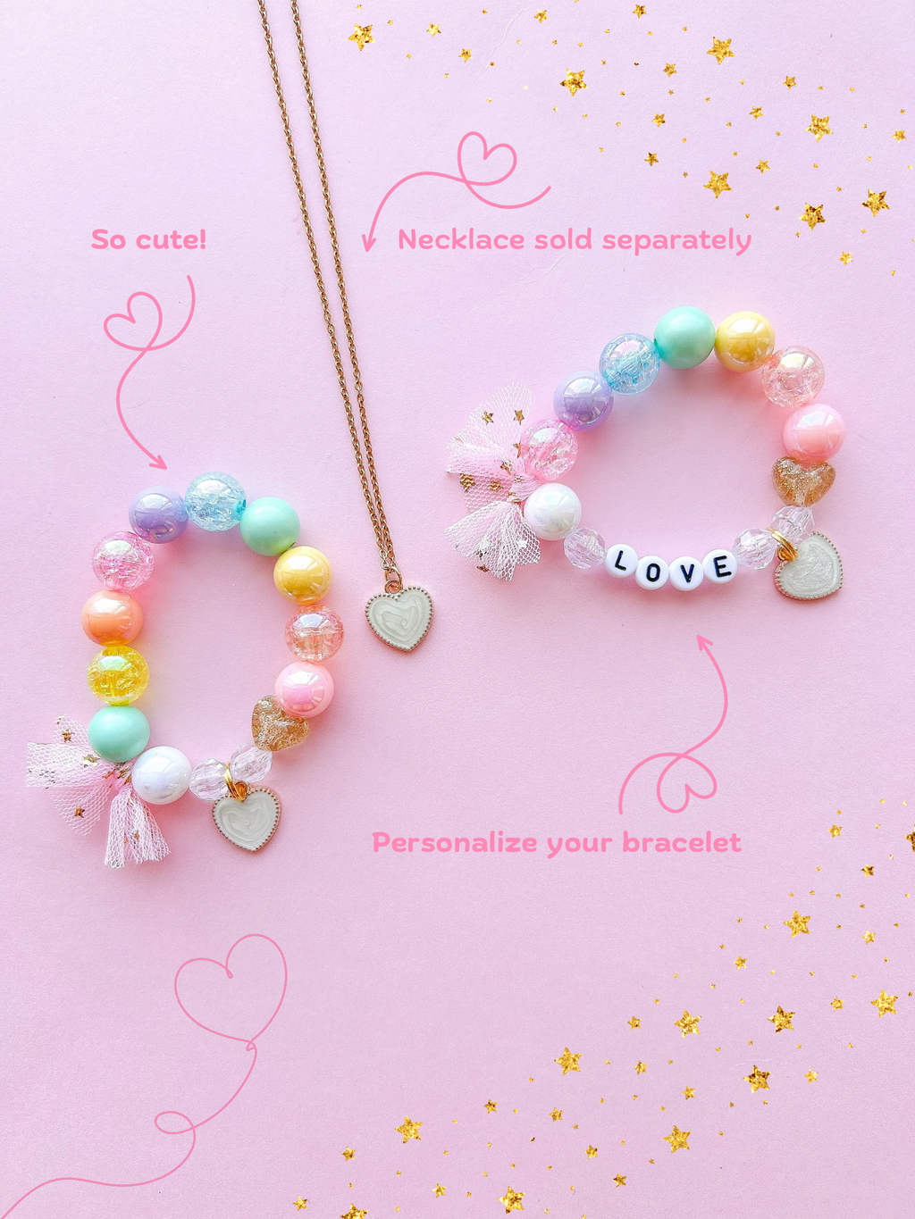 Kids Enamel Valentine Heart Charm Bracelet