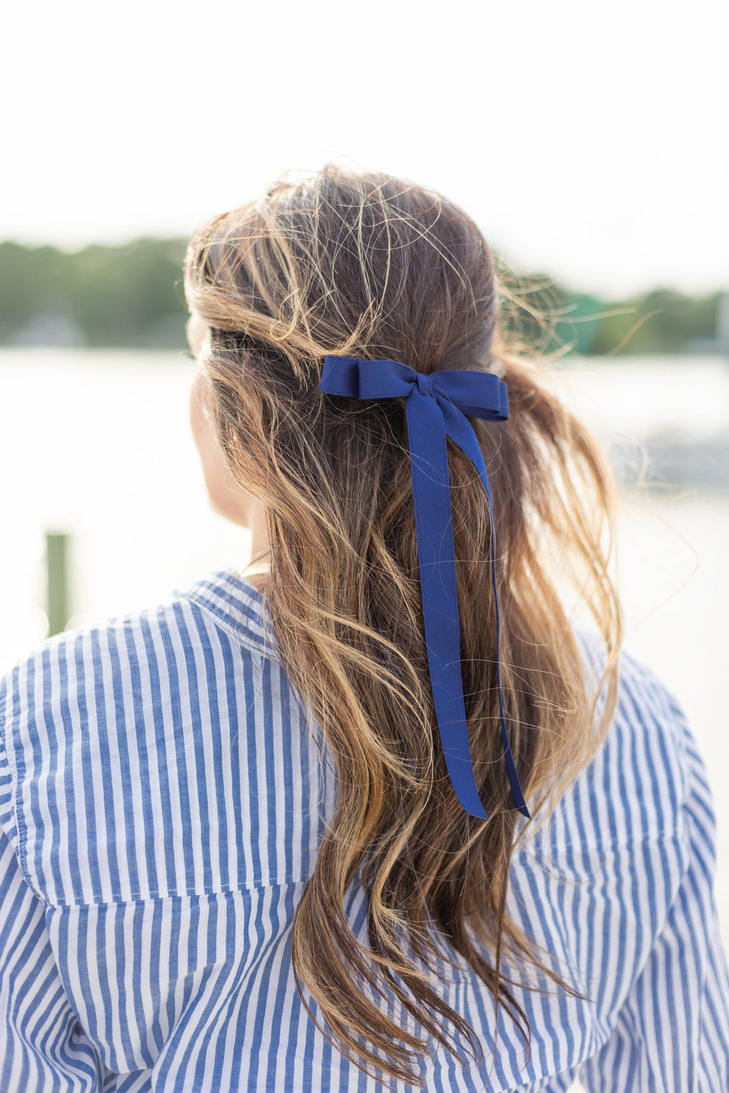 Long Matte Satin Hair Barrette | Micro Alice Bow