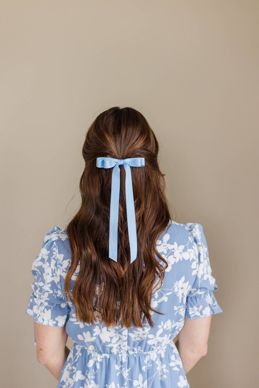 Long Matte Satin Hair Barrette | Micro Alice Bow