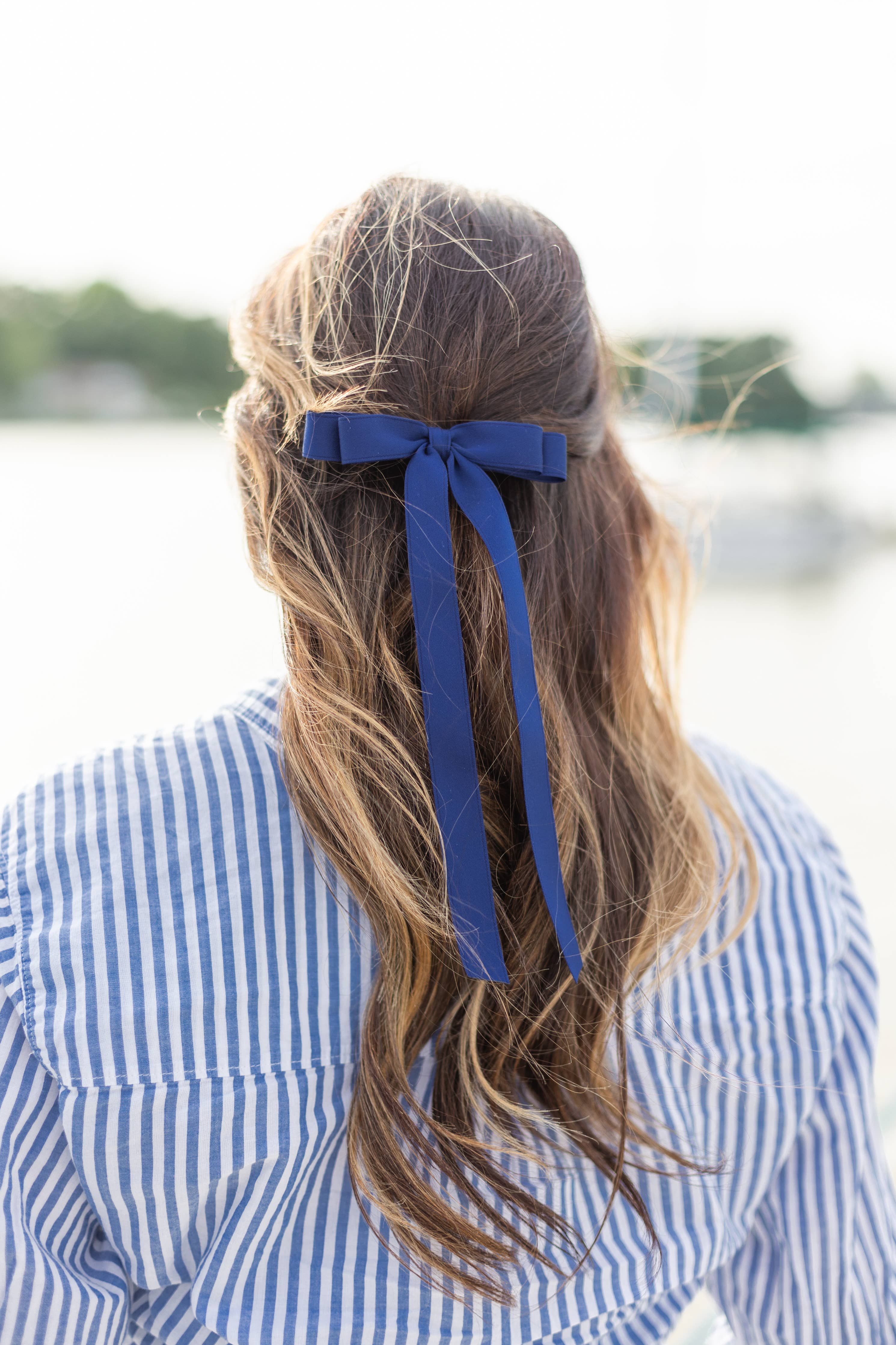 Long Matte Satin Hair Barrette | Micro Alice Bow