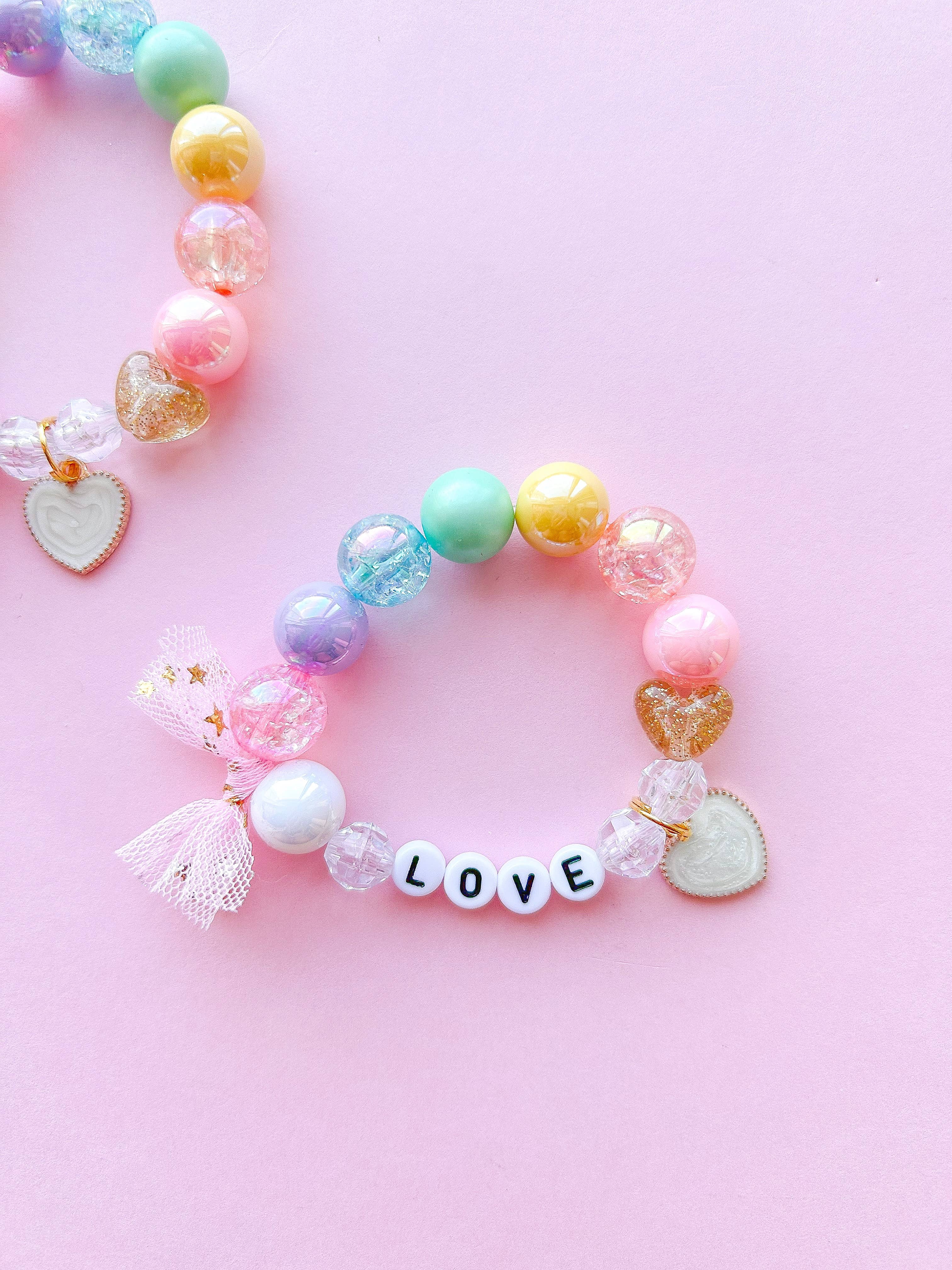 Kids Enamel Valentine Heart Charm Bracelet