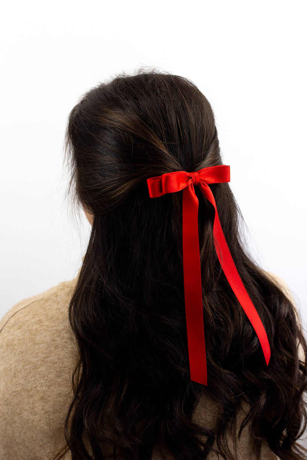Long Matte Satin Hair Barrette | Micro Alice Bow