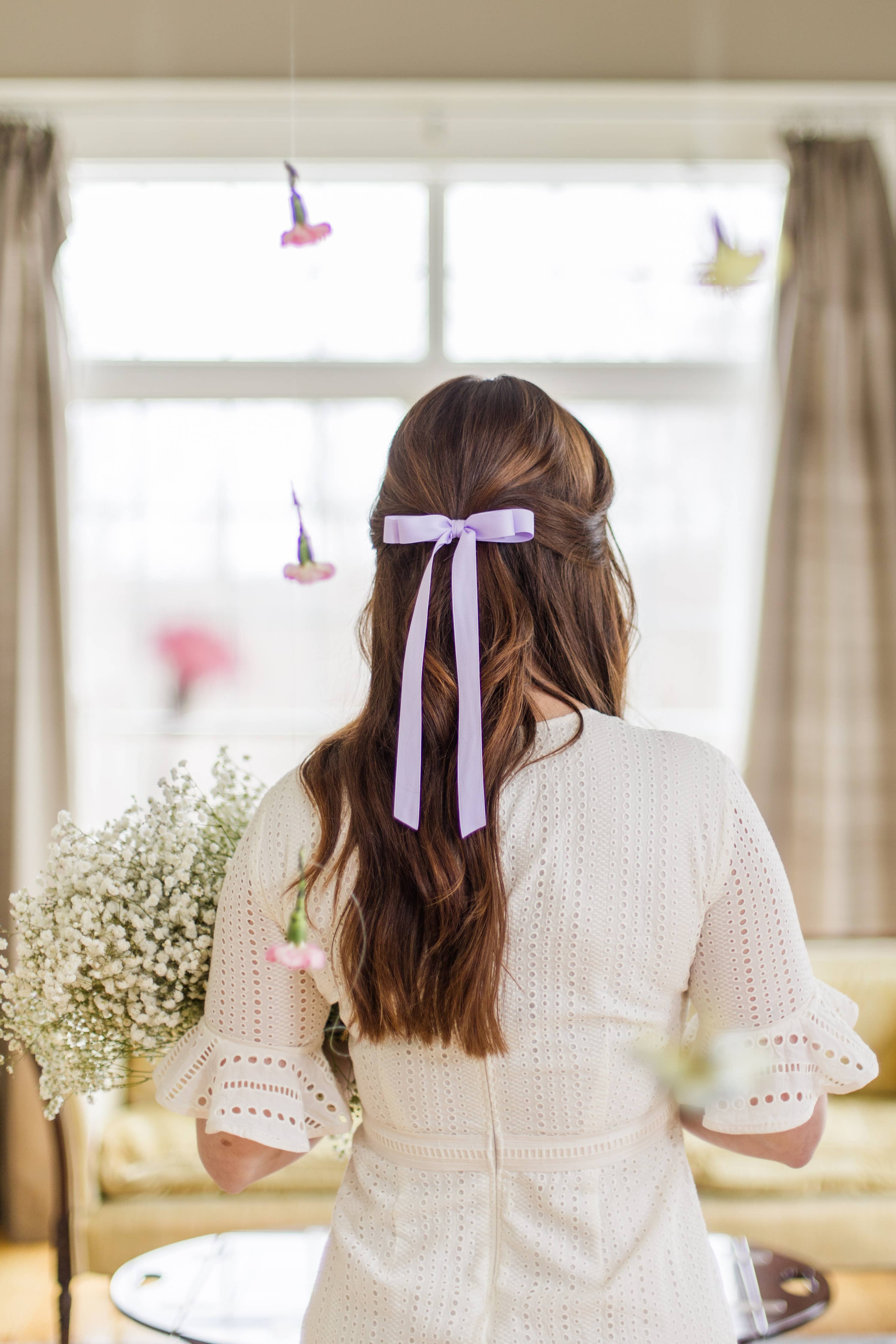 Long Matte Satin Hair Barrette | Micro Alice Bow