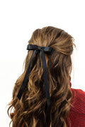 Long Matte Satin Hair Barrette | Micro Alice Bow
