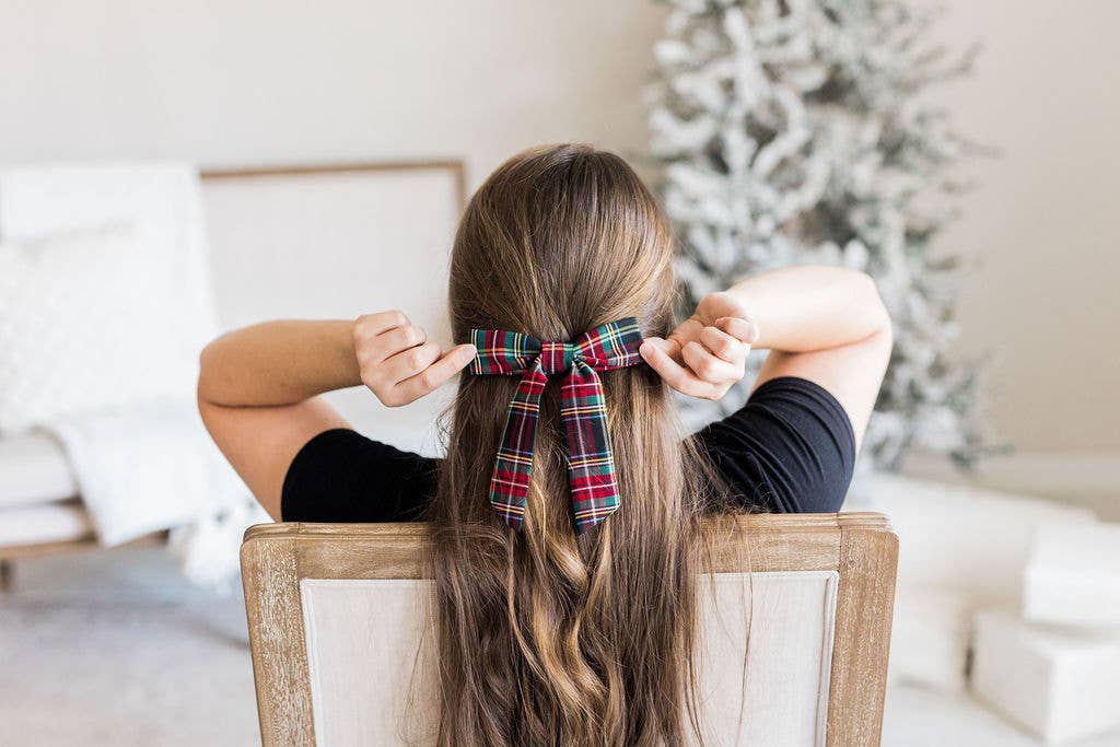 Tartan Christmas Plaid Hair Barrette | Emily Bow