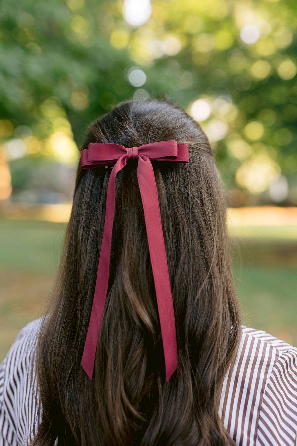 Long Matte Satin Hair Barrette | Micro Alice Bow