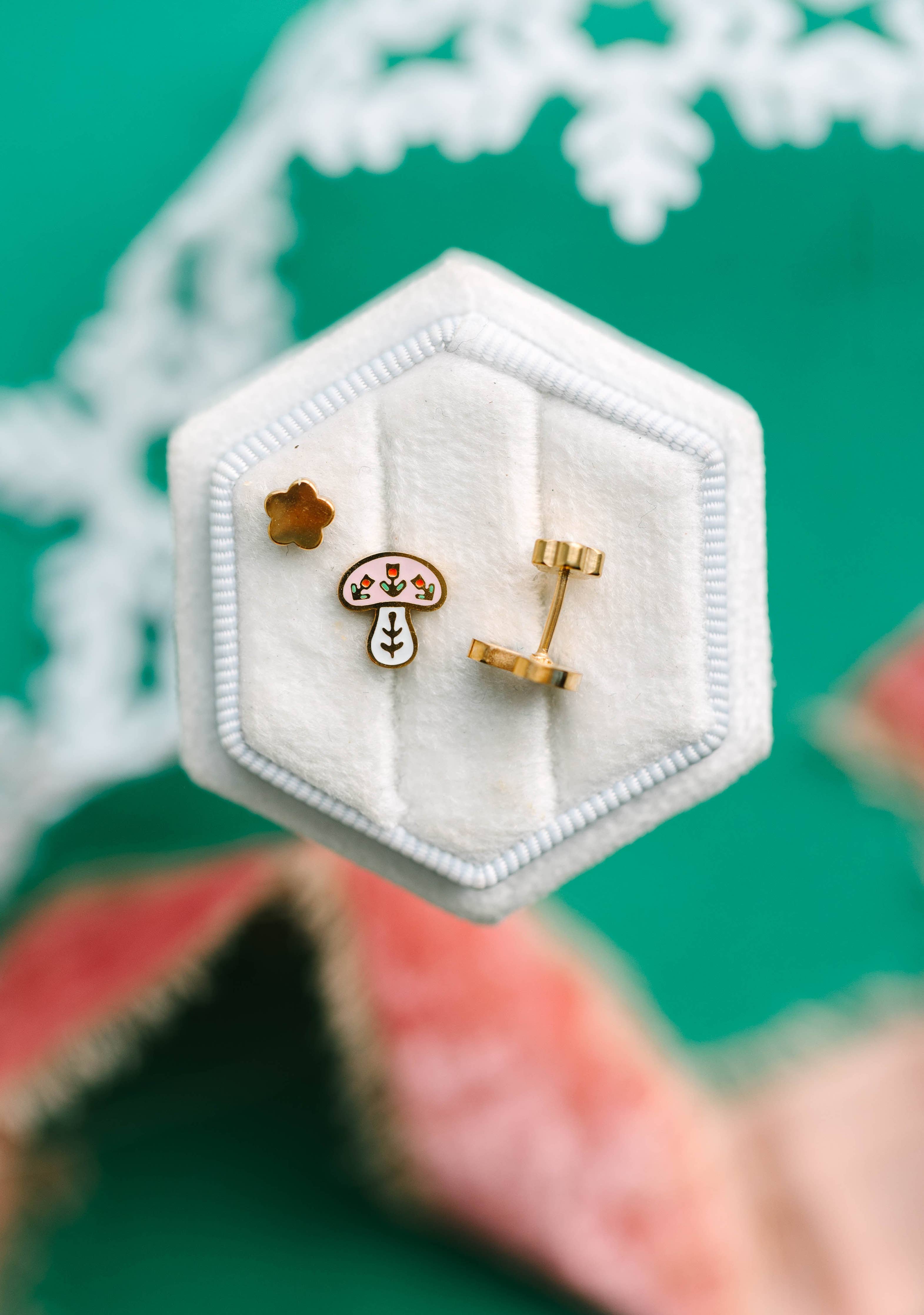 Winter Mushroom Earrings