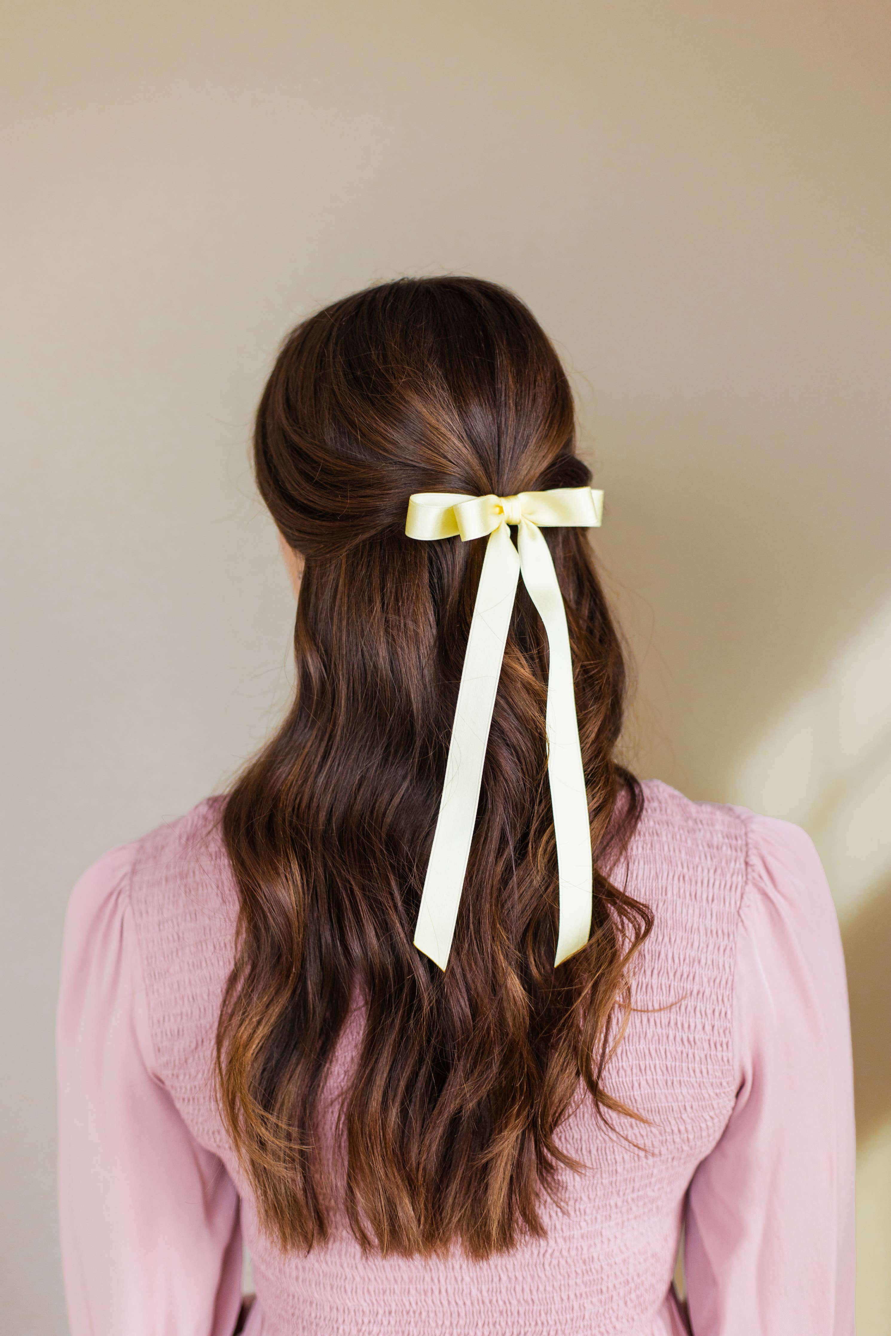 Long Matte Satin Hair Barrette | Micro Alice Bow