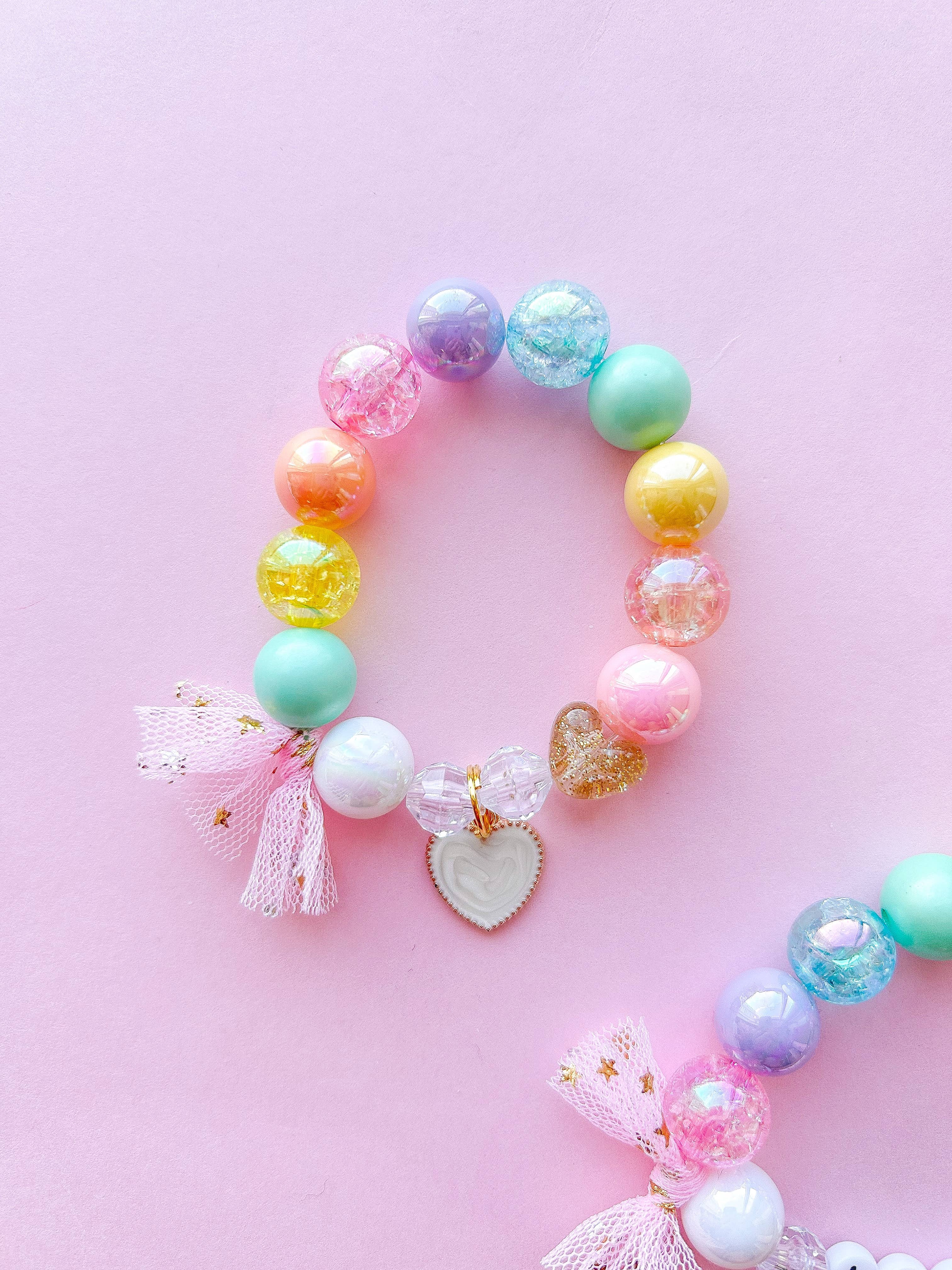 Kids Enamel Valentine Heart Charm Bracelet
