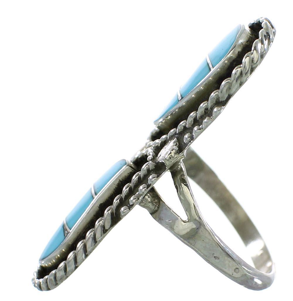 Turquoise And Sterling Silver Zuni Indian Ring Size 6-3/4 RX99542
