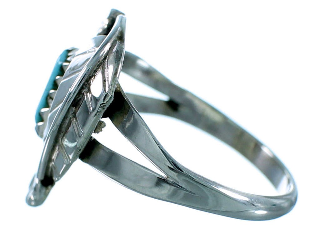 Zuni Turquoise Authentic Sterling Silver Leaf Ring