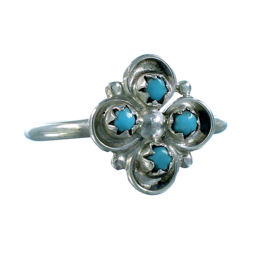 Native American Authentic Sterling Silver And Turquoise Jewelry Ring