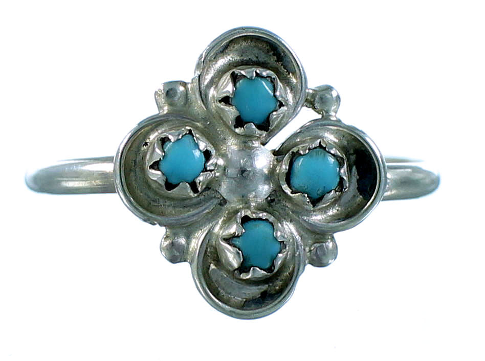 Native American Authentic Sterling Silver And Turquoise Jewelry Ring