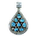 Genuine Sterling Silver Navajo Turquoise Tear Drop Pendant SX107373
