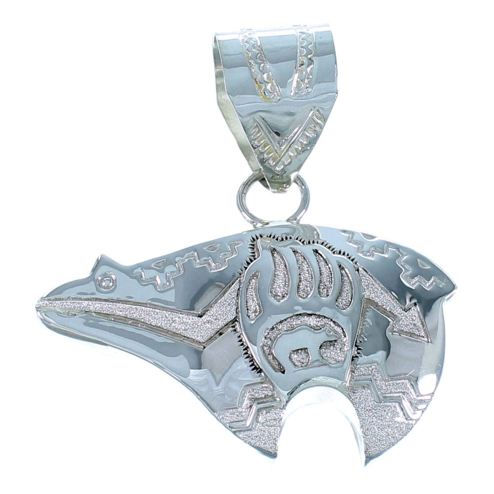 Navajo Overlay Sterling Silver Bear Paw And Arrow Pendant SX109569