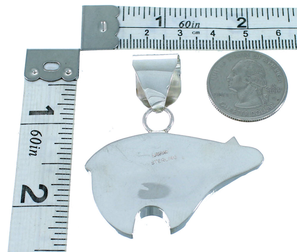 Navajo Overlay Sterling Silver Bear Paw And Arrow Pendant SX109569