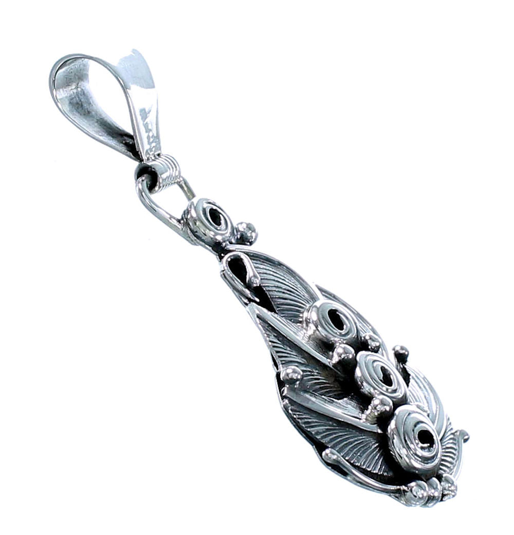 Navajo Authentic Sterling Silver Scalloped Leaf Pendant RX111519