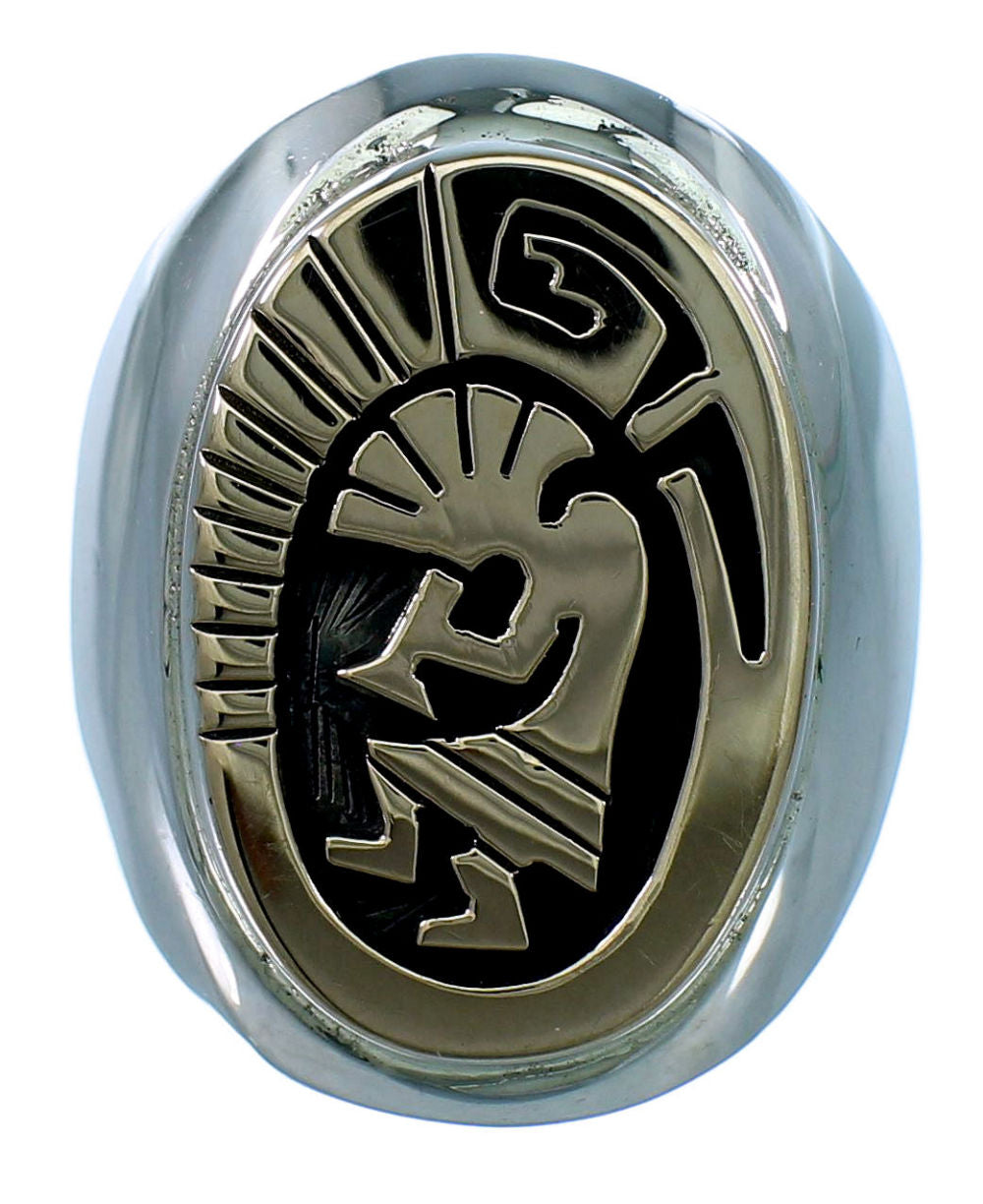 14KG Sterling Silver Navajo Kokopelli Water Wave Calvin Peterson Ring Size 10-3/4 SX111629