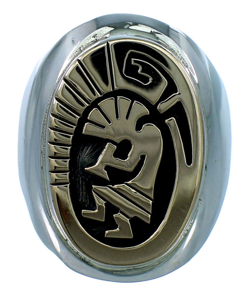 14KG Sterling Silver Navajo Kokopelli Water Wave Calvin Peterson Ring Size 10-3/4 SX111629