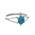 Genuine Turquoise Inlay Sterling Silver Navajo Turtle Ring Size 7 TX10063