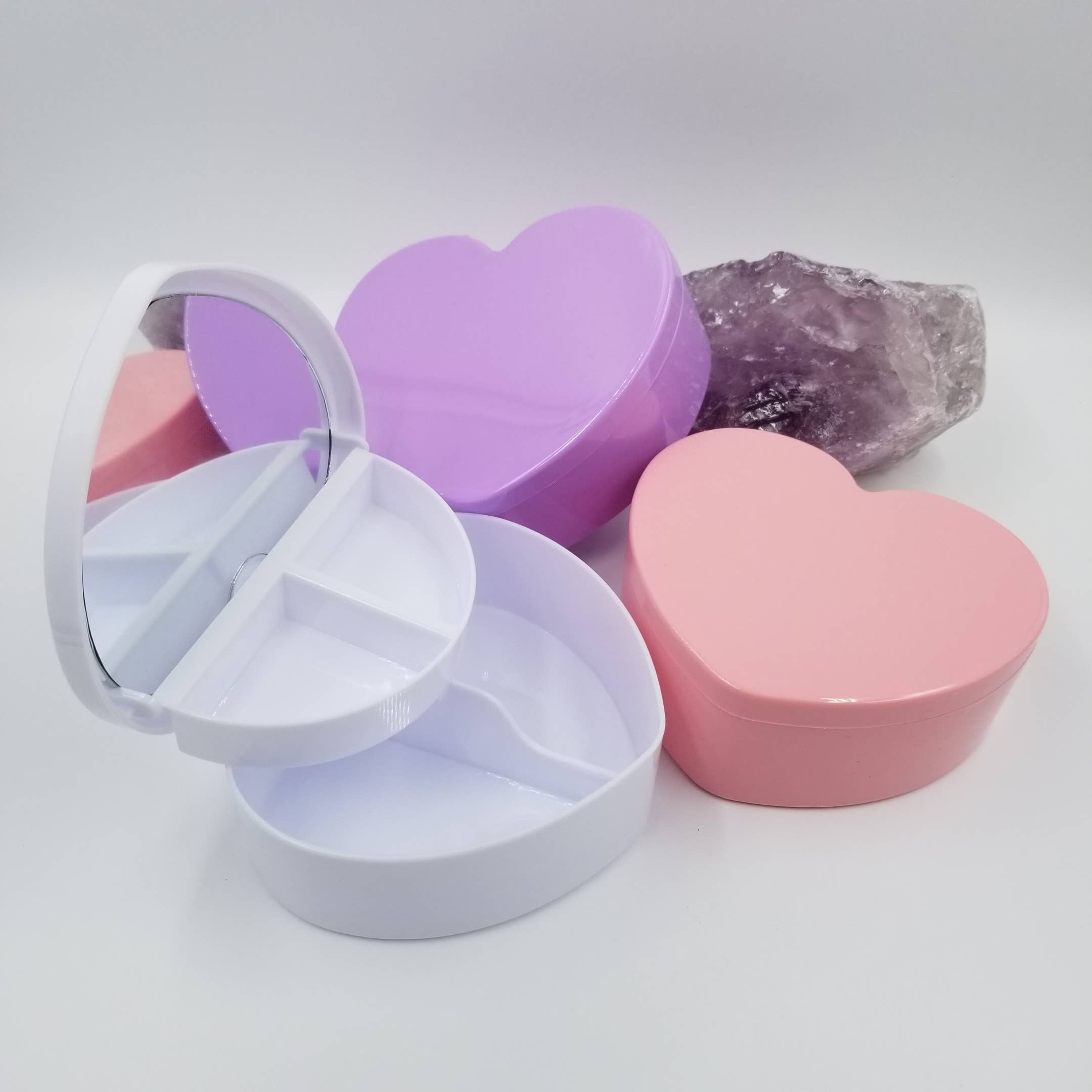 Heart Jewelry Box and Beads | Purple or Pink (Personalize)
