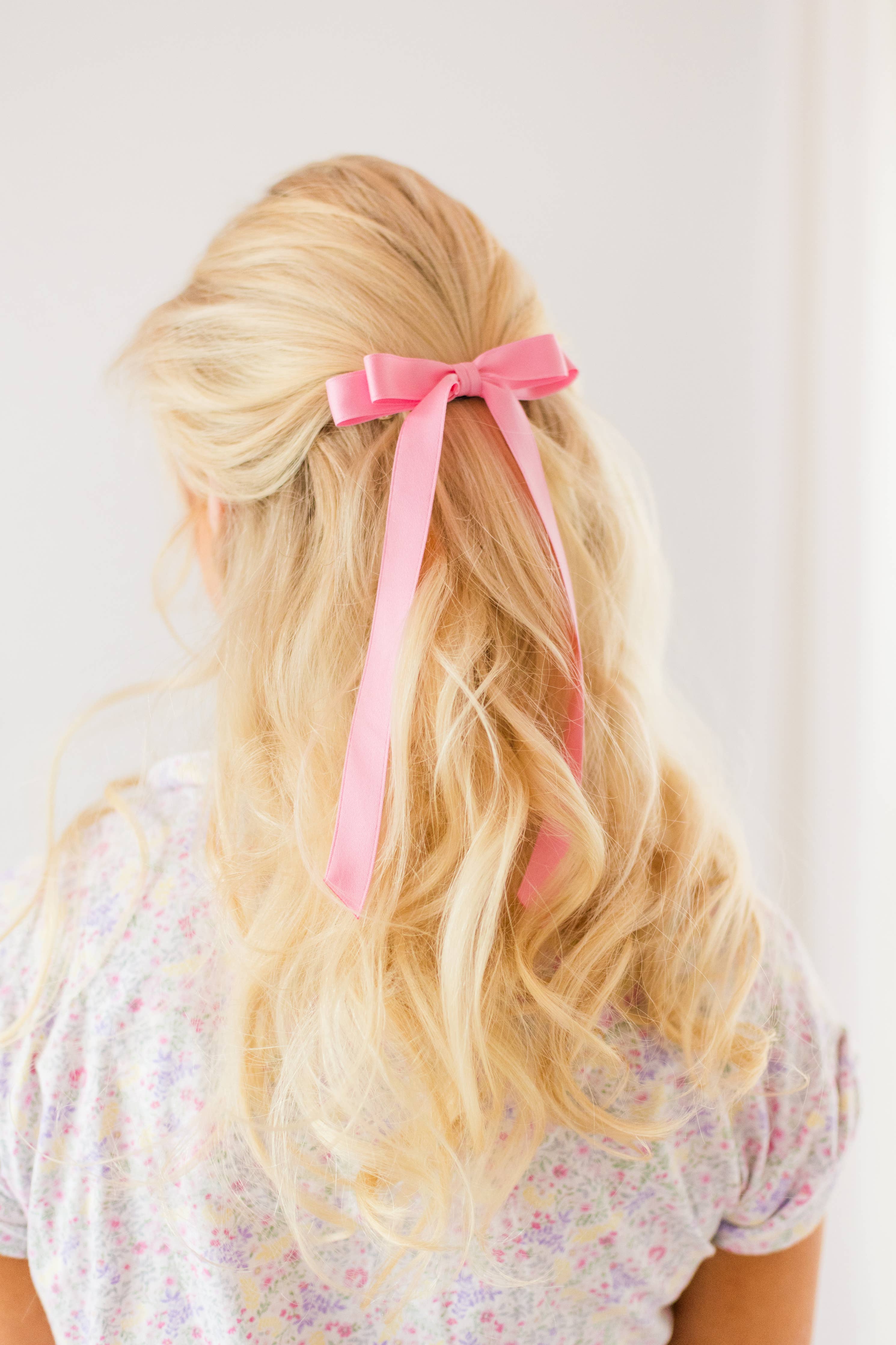 Long Matte Satin Hair Barrette | Micro Alice Bow
