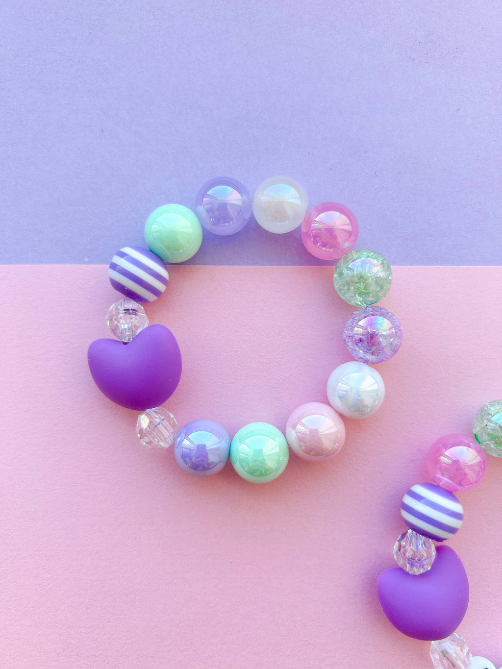 Valentine Purple Silicone Heart Charm Bracelet