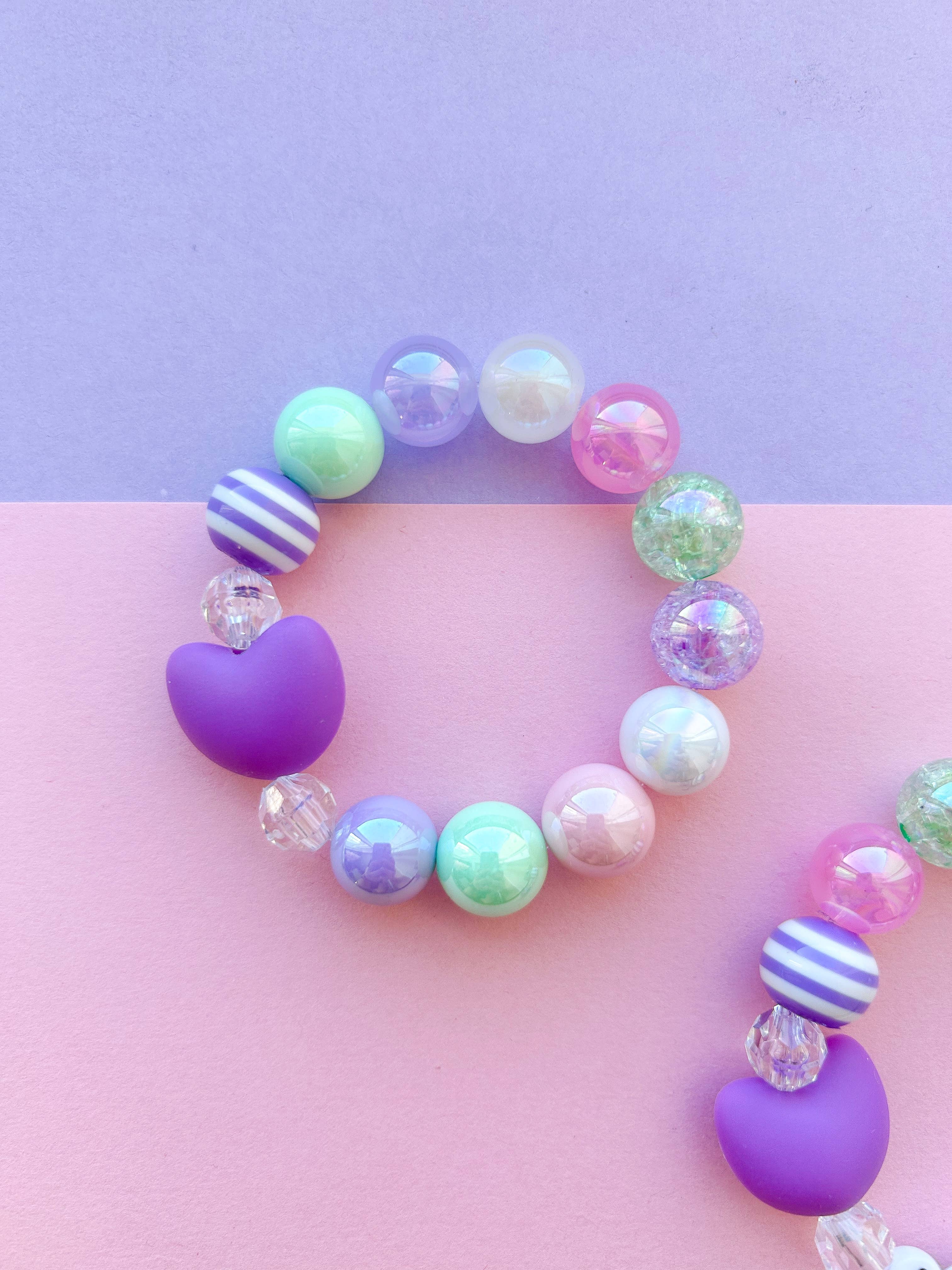 Valentine Purple Silicone Heart Charm Bracelet