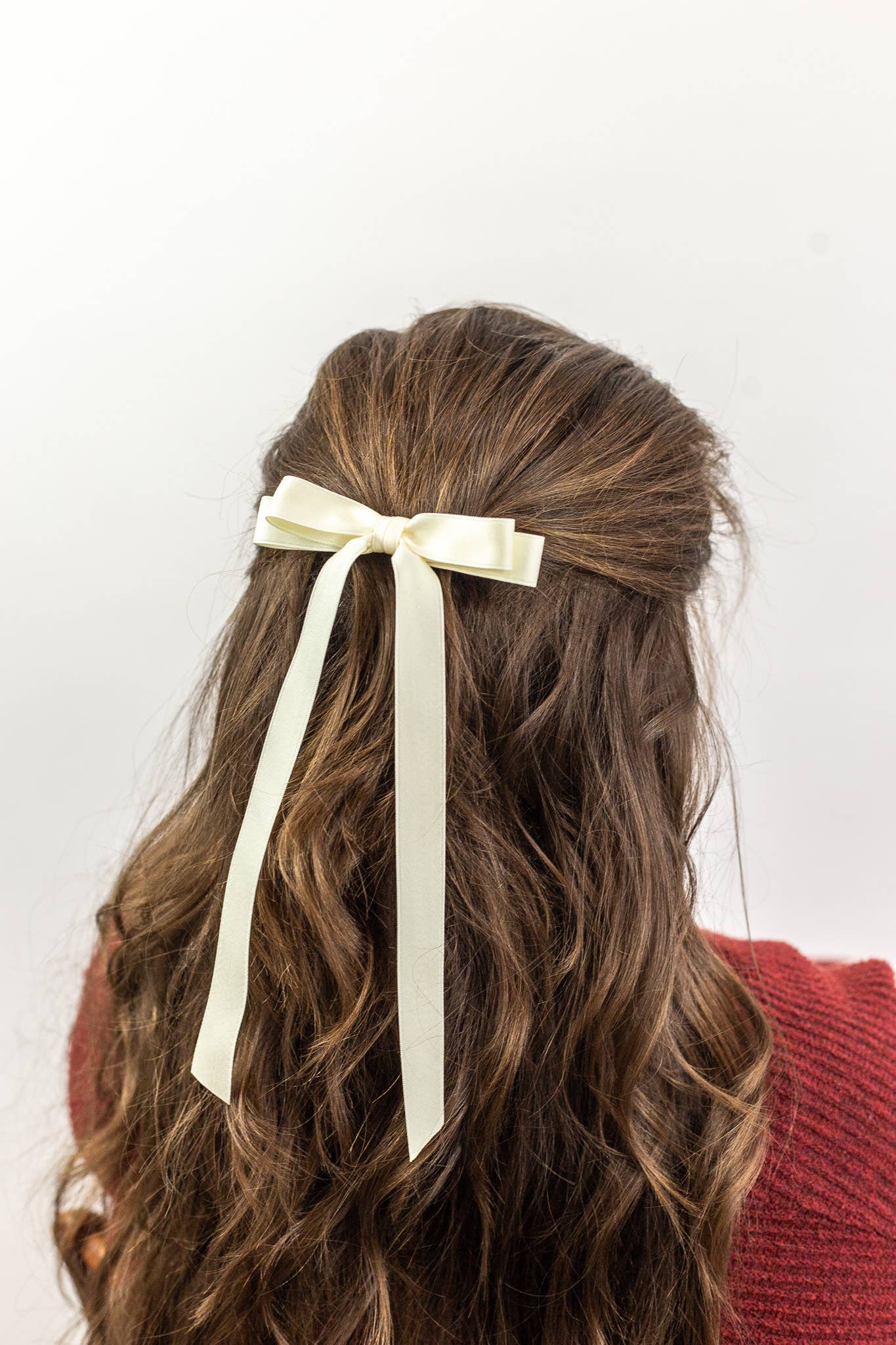 Long Matte Satin Hair Barrette | Micro Alice Bow