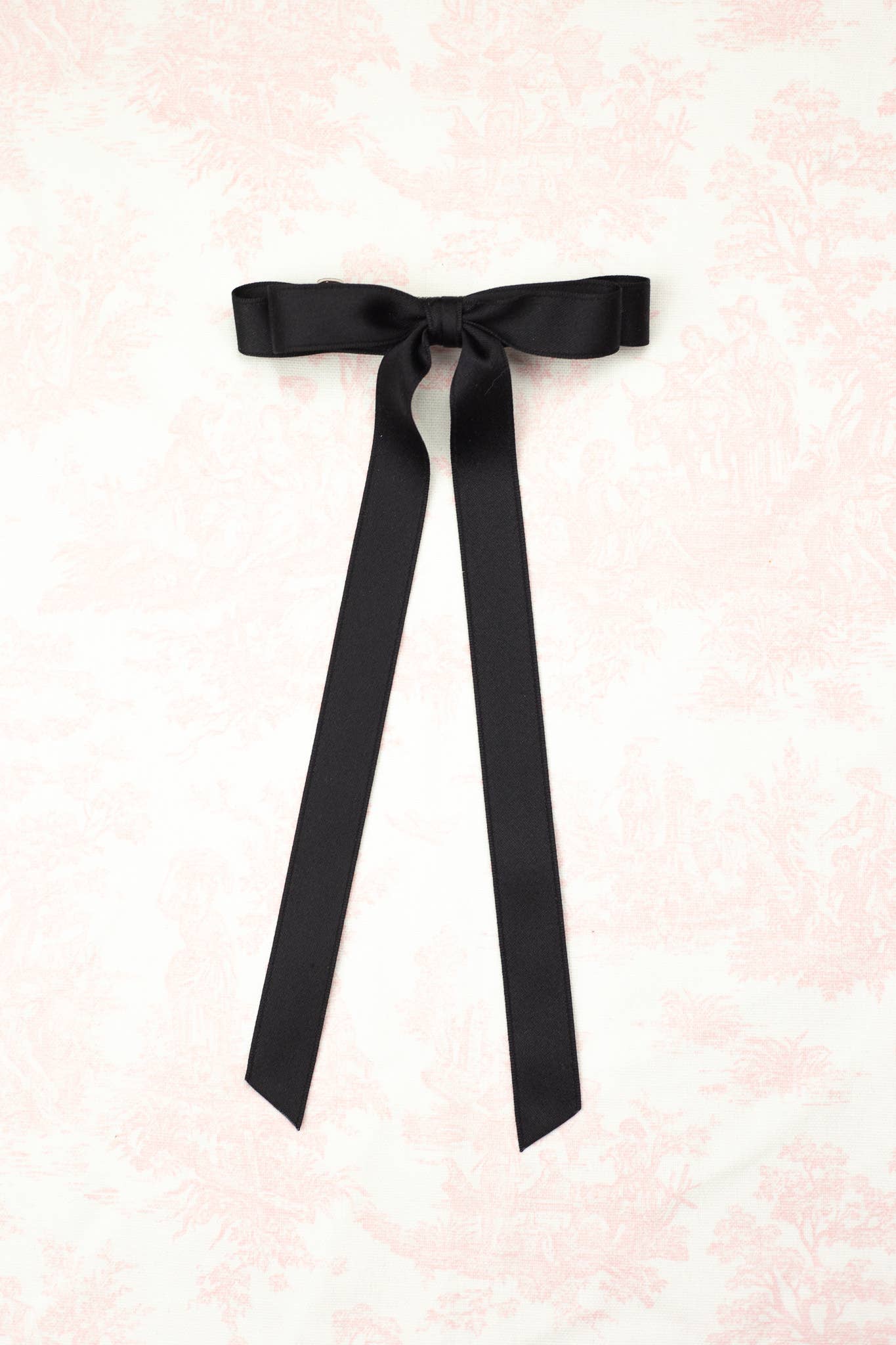 Long Matte Satin Hair Barrette | Micro Alice Bow