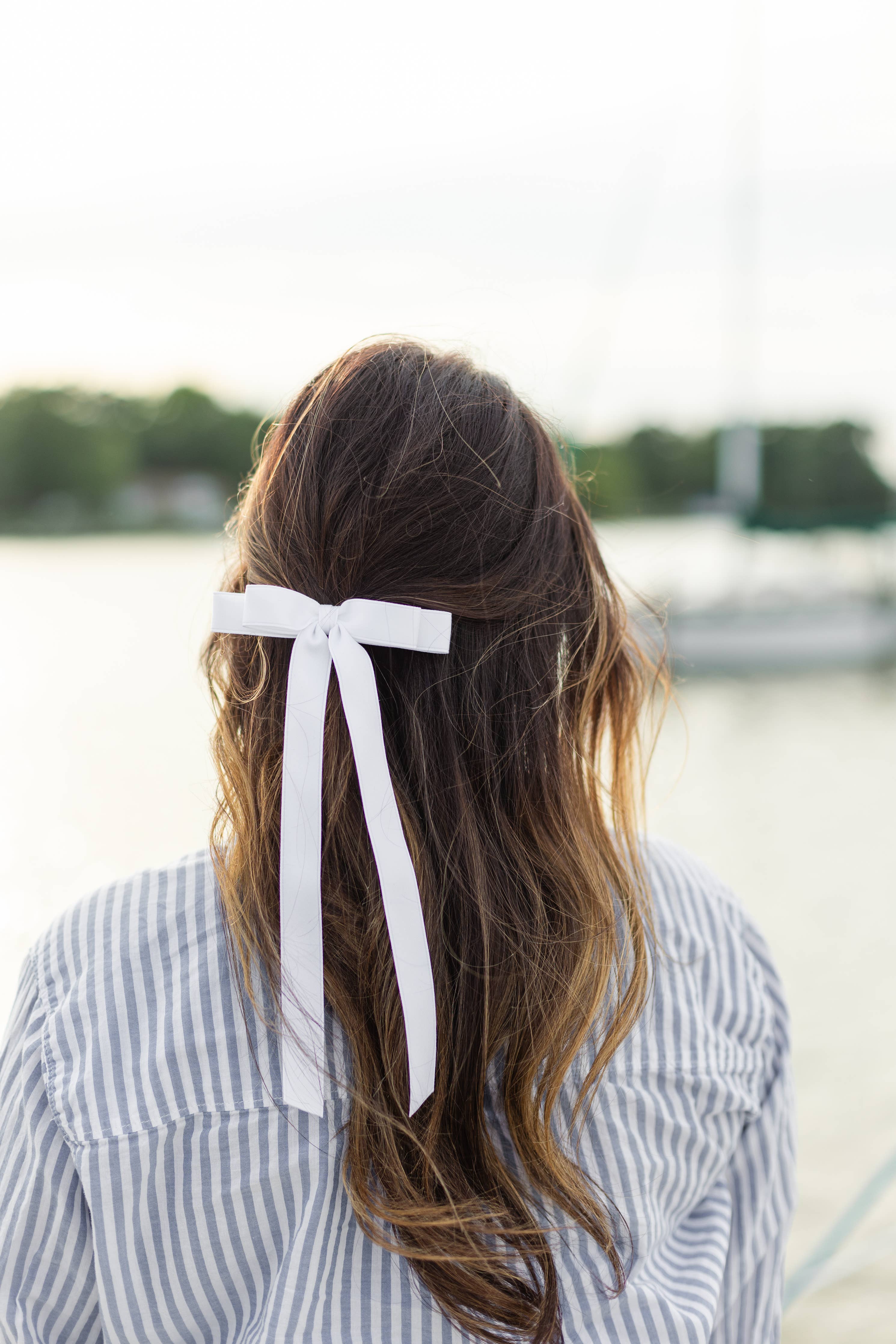 Long Matte Satin Hair Barrette | Micro Alice Bow